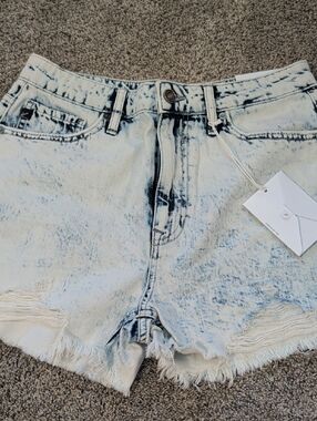 Light Acid-Wash Denim Cutoff Shorts - Women